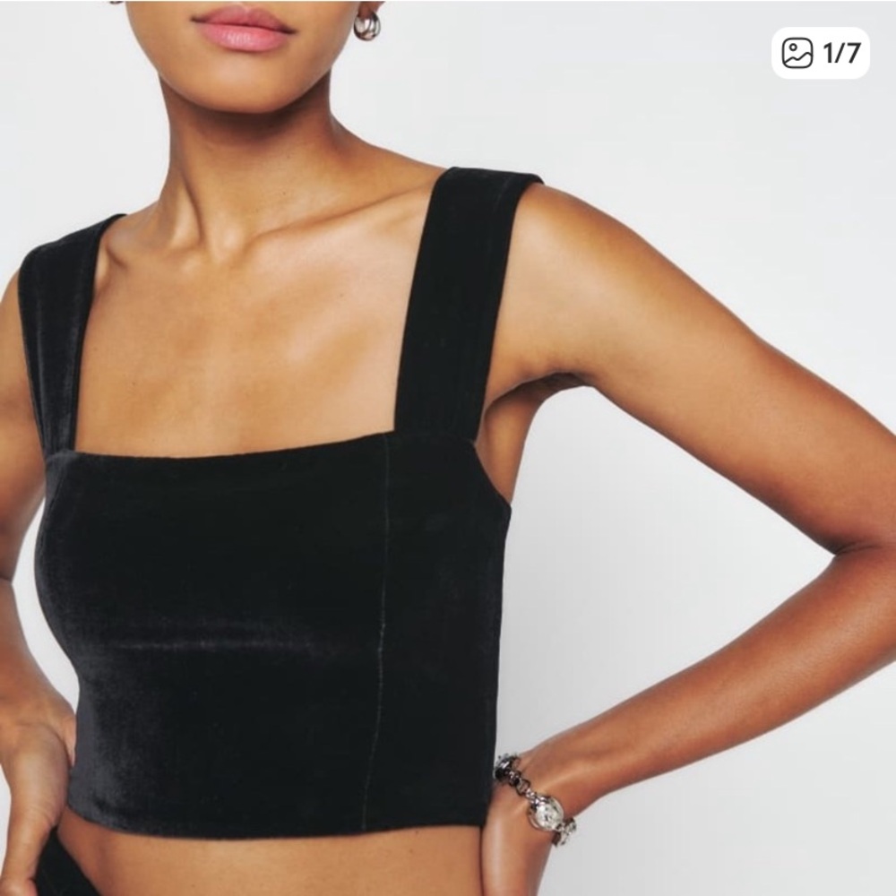 Reformation Giulia Velvet Crop Top Womens 2